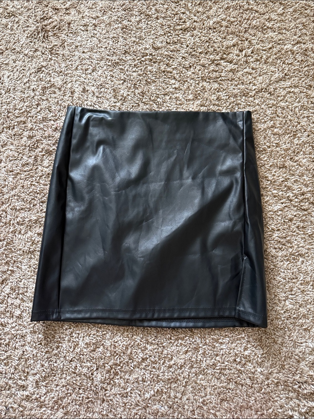 SHEIN Black Faux Leather Mini Skirt - Classic Straight Cut